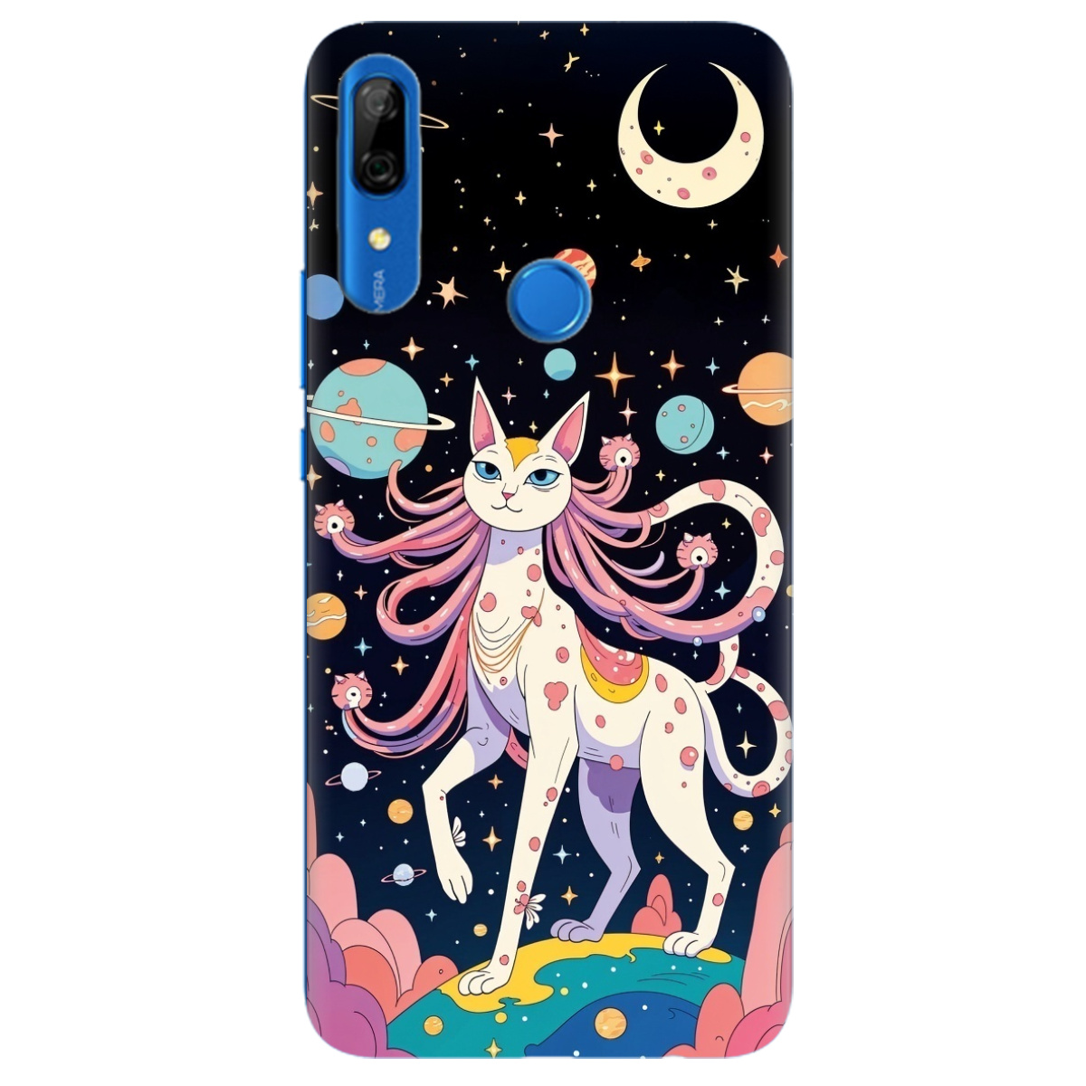 Чохол для Huawei P Smart Z прозорий Cosmic Cat - фото 1 - Чохли для телефонів