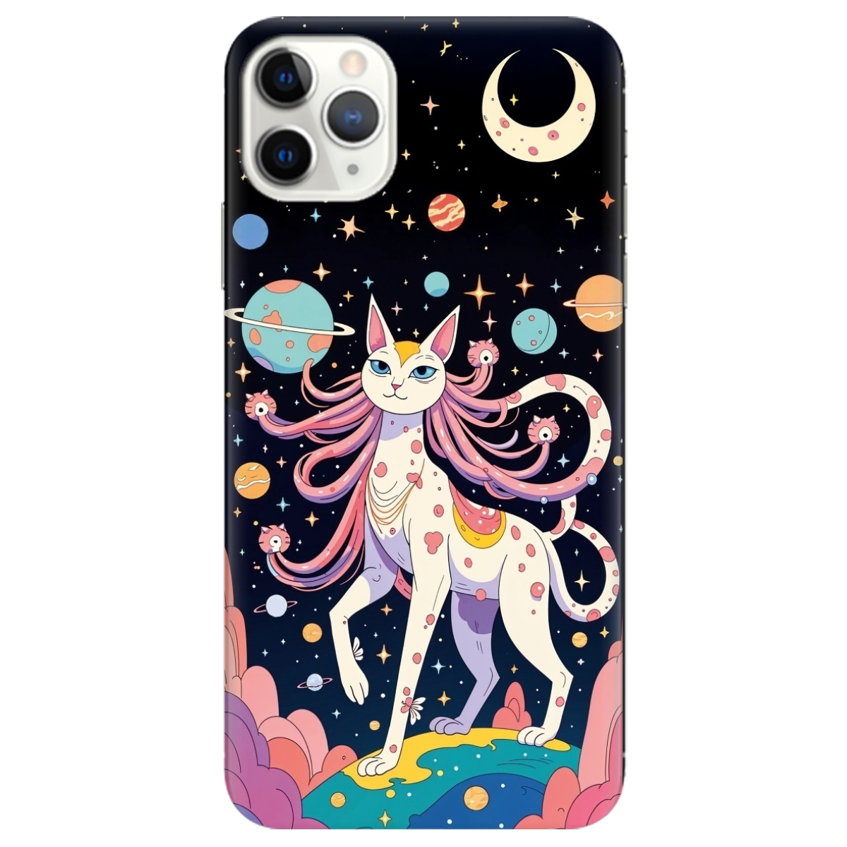 Чехол для Apple iPhone 11 Pro Max прозрачный Cosmic Cat - фото 1 - Чехлы для телефонов