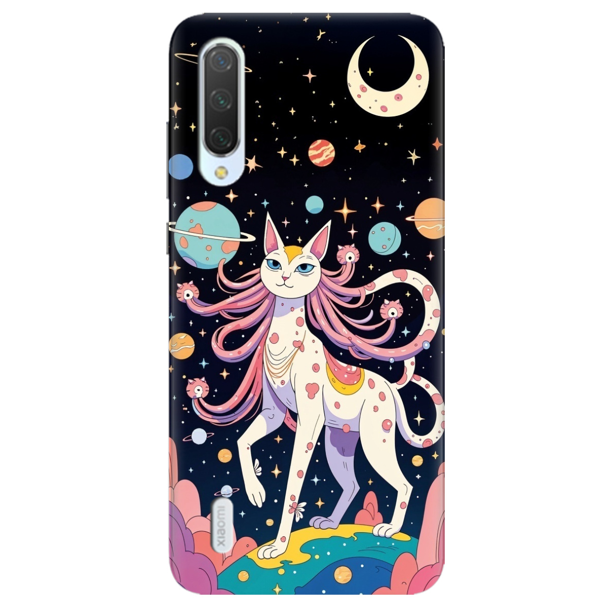 Чохол для Xiaomi Mi 9 Lite прозорий Cosmic Cat - фото 1 - Чохли для телефонів