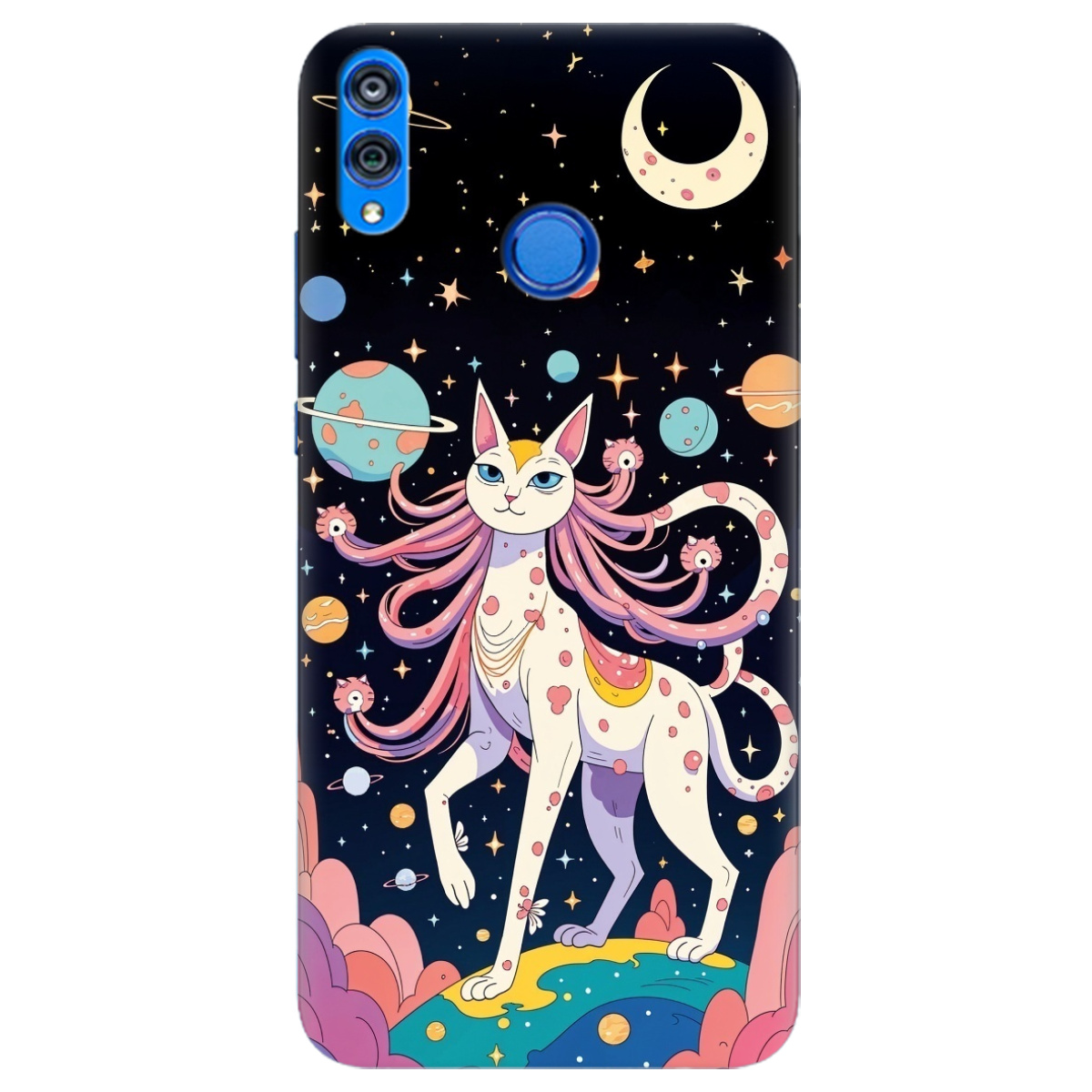 Чехол для Huawei Honor 8x прозрачный Cosmic Cat - фото 1 - Чехлы для телефонов