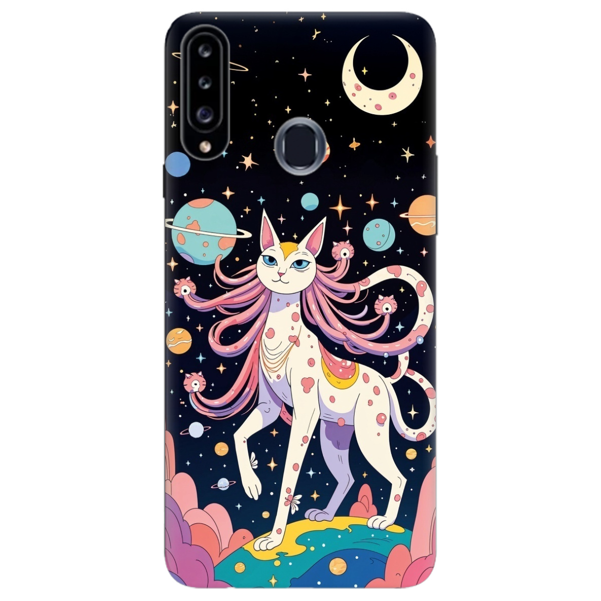 Чохол для Samsung Galaxy A20s прозорий Cosmic Cat - фото 1 - Чохли для телефонів