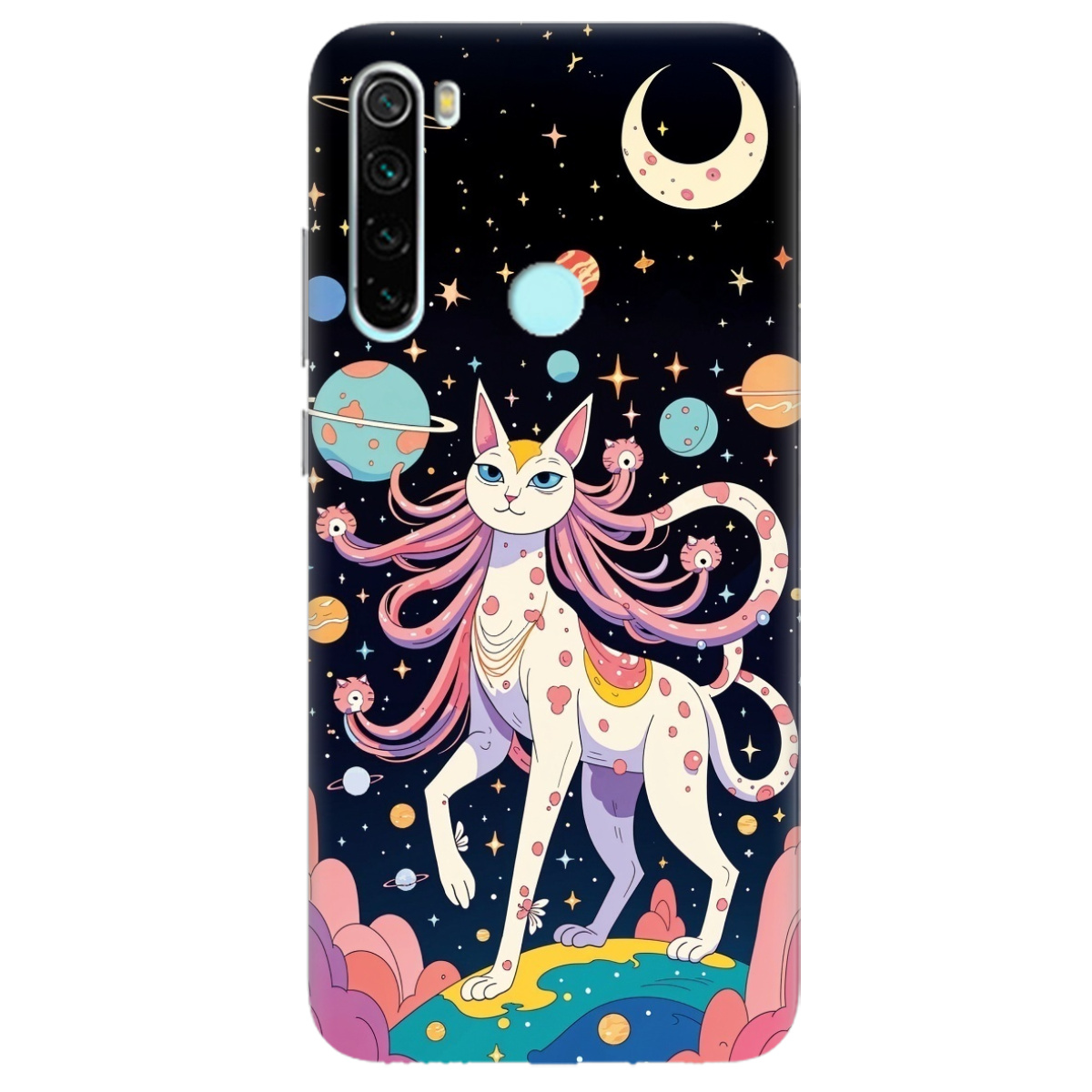 Чохол для Xiaomi Redmi Note 8T прозорий Cosmic Cat - фото 1 - Чохли для телефонів