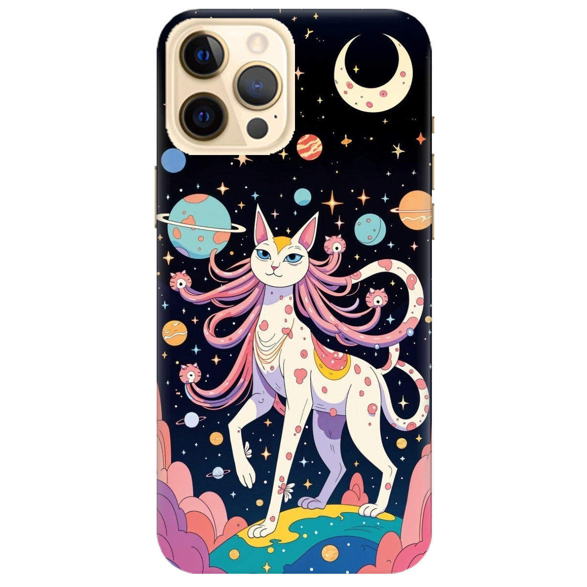 Чохол для Apple iPhone 12 Pro Max прозорий Cosmic Cat - фото 1 Чохол для Apple iPhone 12 Pro Max прозорий Cosmic Cat - фото 1 - Чохли для телефонів