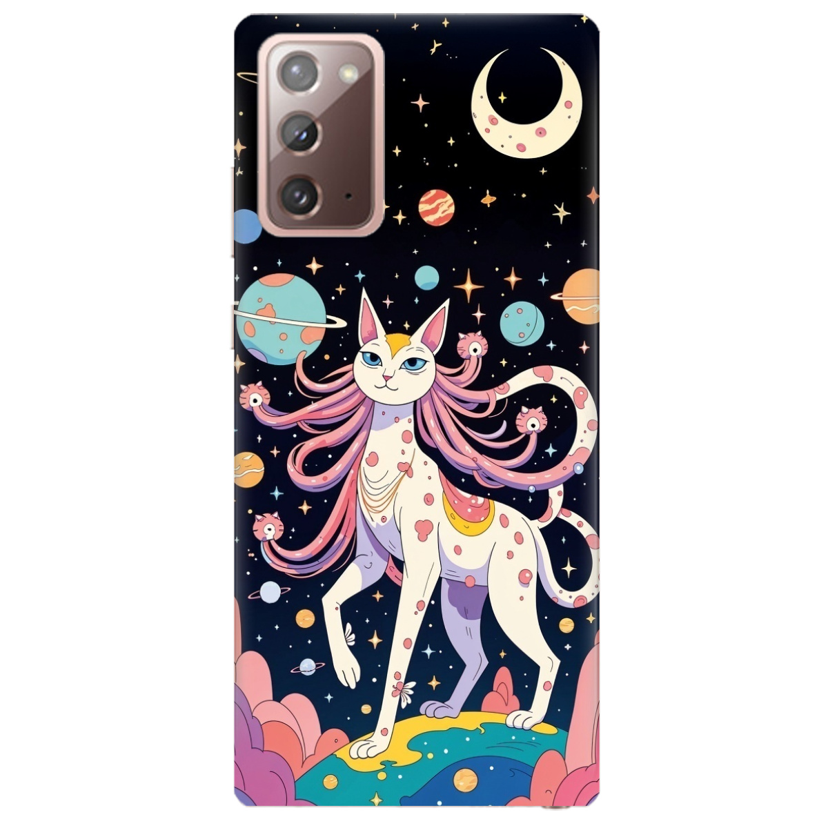 Чохол для Samsung Galaxy Note 20 прозорий Cosmic Cat - фото 1 - Чохли для телефонів