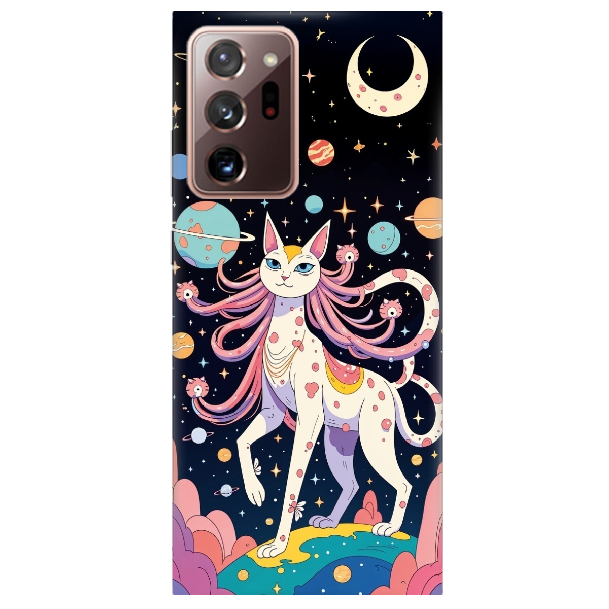 Чехол для Samsung Galaxy Note 20 Ultra прозрачный Cosmic Cat - фото 1 - Чехлы для телефонов