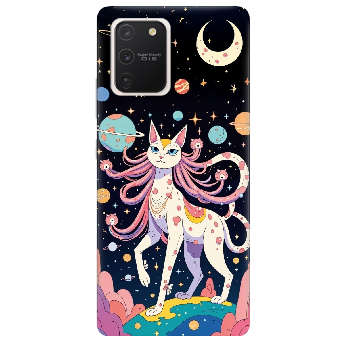 Чехол для Samsung Galaxy S10 Lite прозрачный Cosmic Cat - фото 1 - Чехлы для телефонов