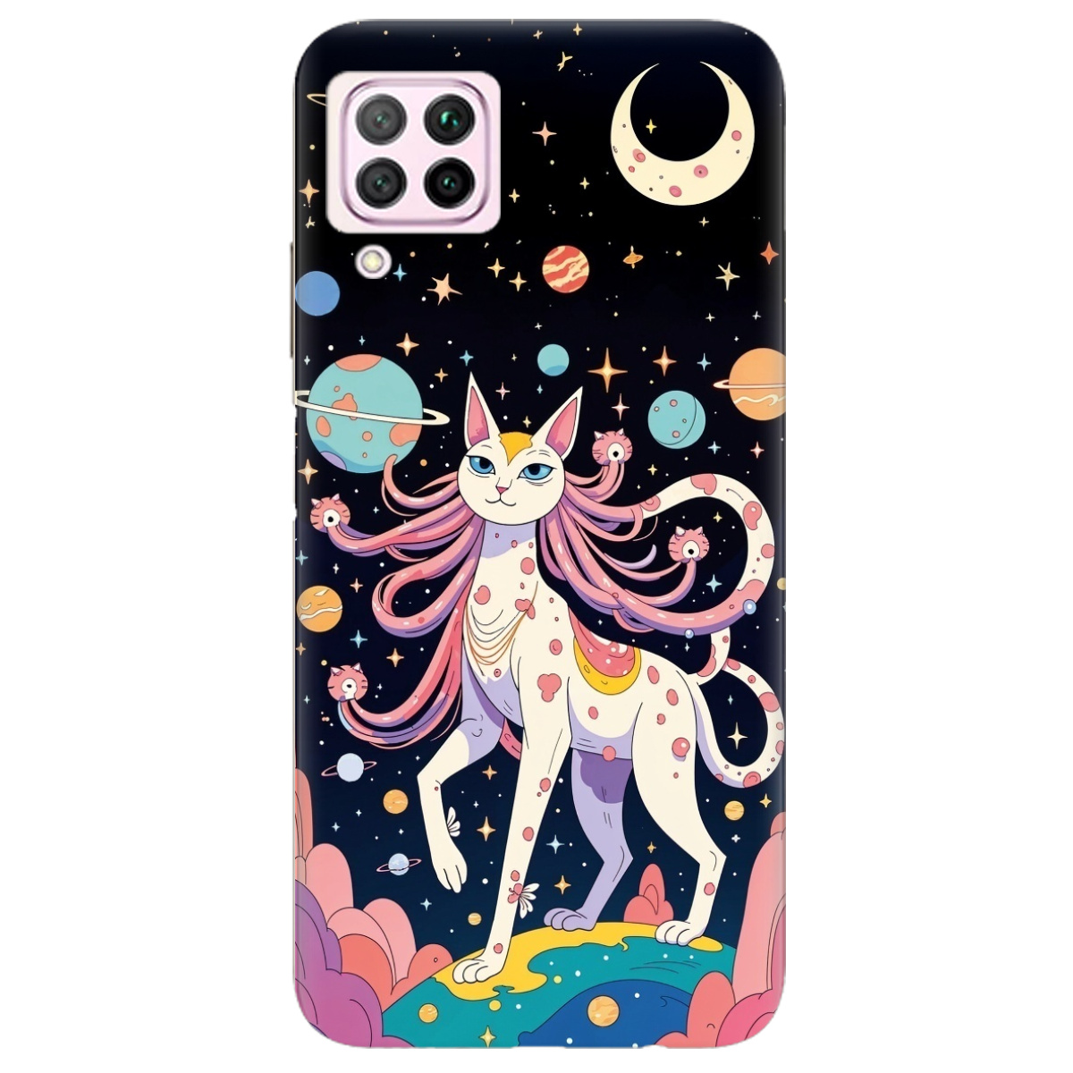 Чохол для Huawei P40 Lite прозорий Cosmic Cat - фото 1 - Чохли для телефонів