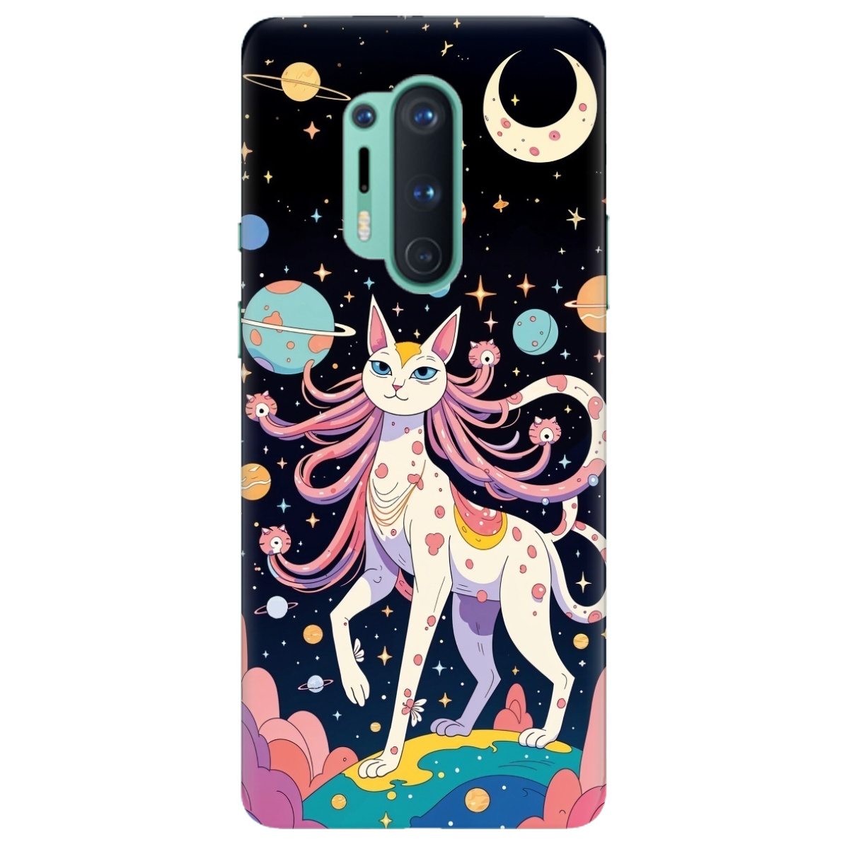 Чехол для OnePlus 8 Pro прозрачный Cosmic Cat - фото 1 Чехол для OnePlus 8 Pro прозрачный Cosmic Cat - фото 1 - Чехлы для телефонов