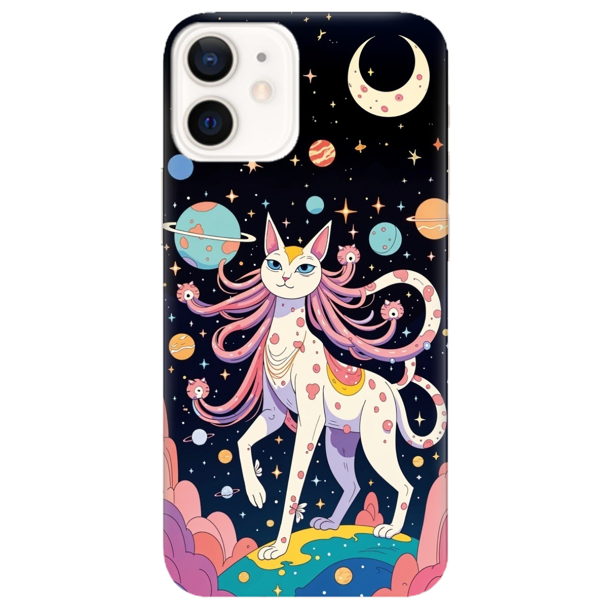 Чехол для Apple iPhone 12 Mini прозрачный Cosmic Cat - фото 1 - Чехлы для телефонов