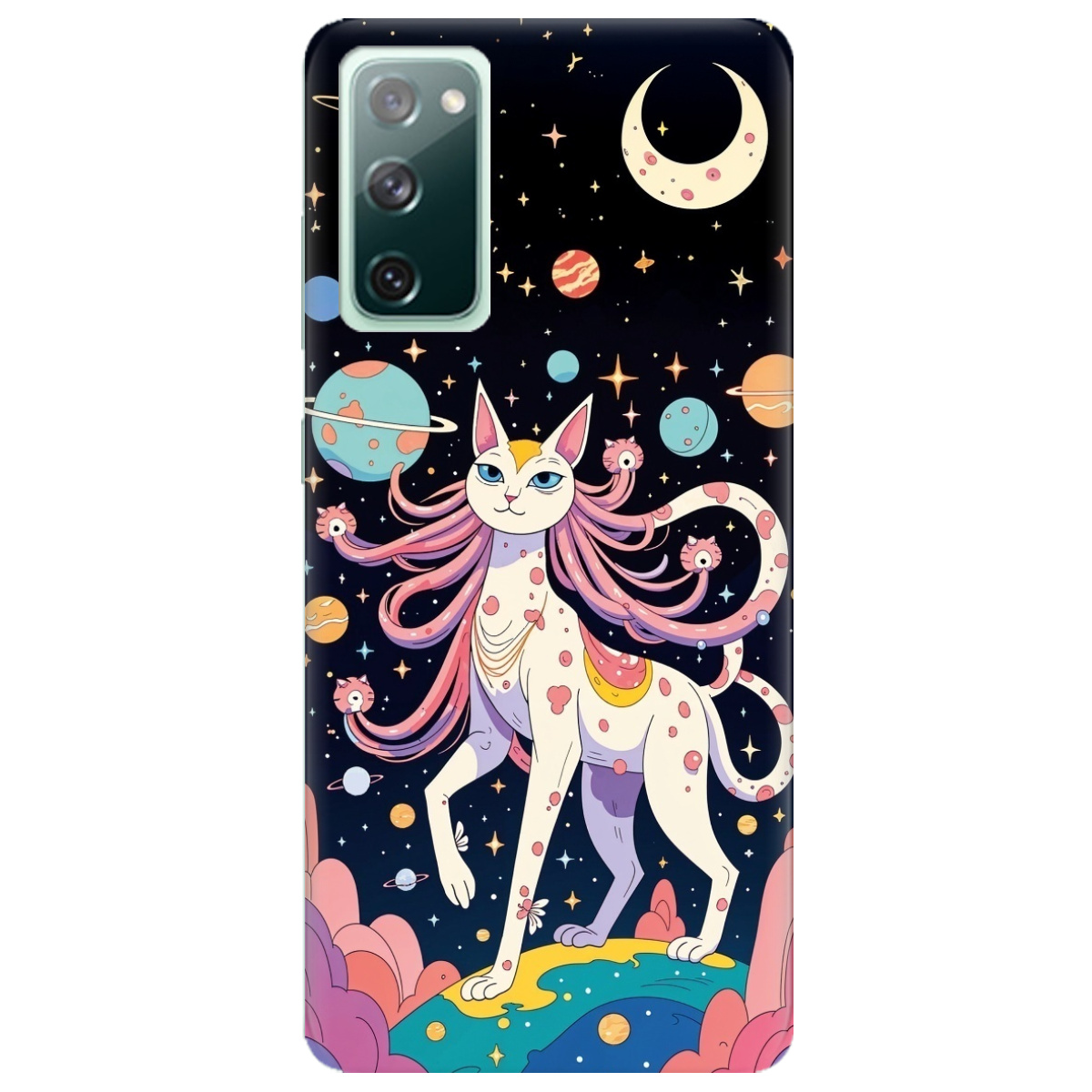 Чохол для Samsung Galaxy S20 FE прозорий Cosmic Cat - фото 1 Чохол для Samsung Galaxy S20 FE прозорий Cosmic Cat - фото 1 - Чохли для телефонів