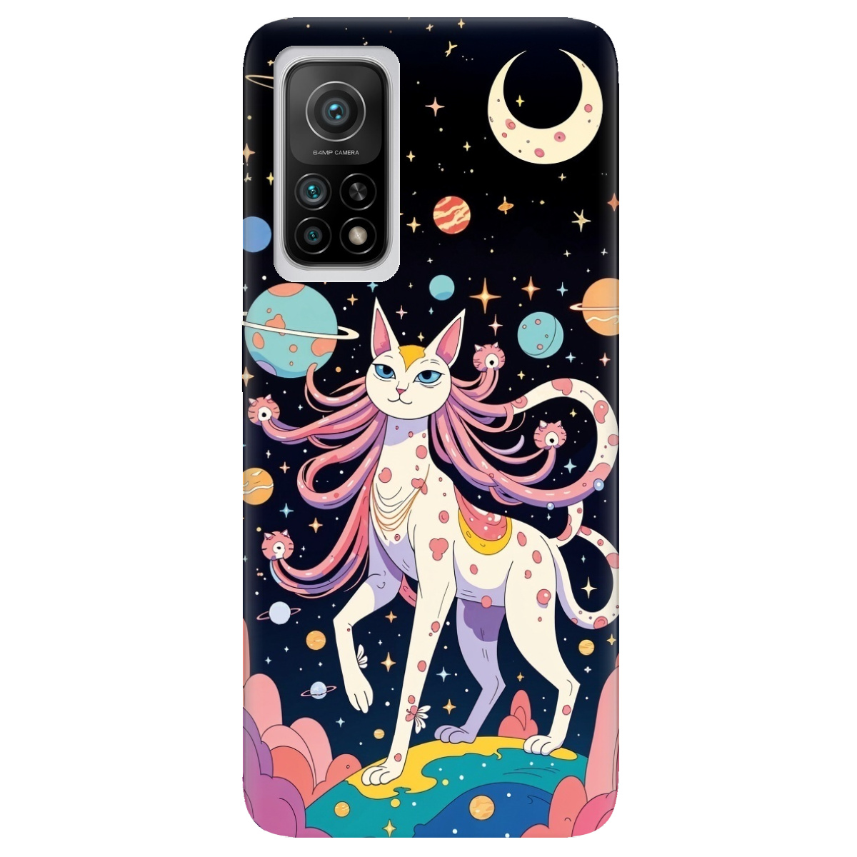 Чехол для Xiaomi Mi 10T/ Mi 10T Pro прозрачный Cosmic Cat - фото 1 - Чехлы для телефонов