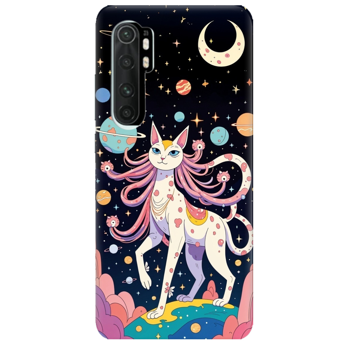 Чохол для Xiaomi Mi Note 10 Lite прозорий Cosmic Cat - фото 1 Чохол для Xiaomi Mi Note 10 Lite прозорий Cosmic Cat - фото 1 - Чохли для телефонів