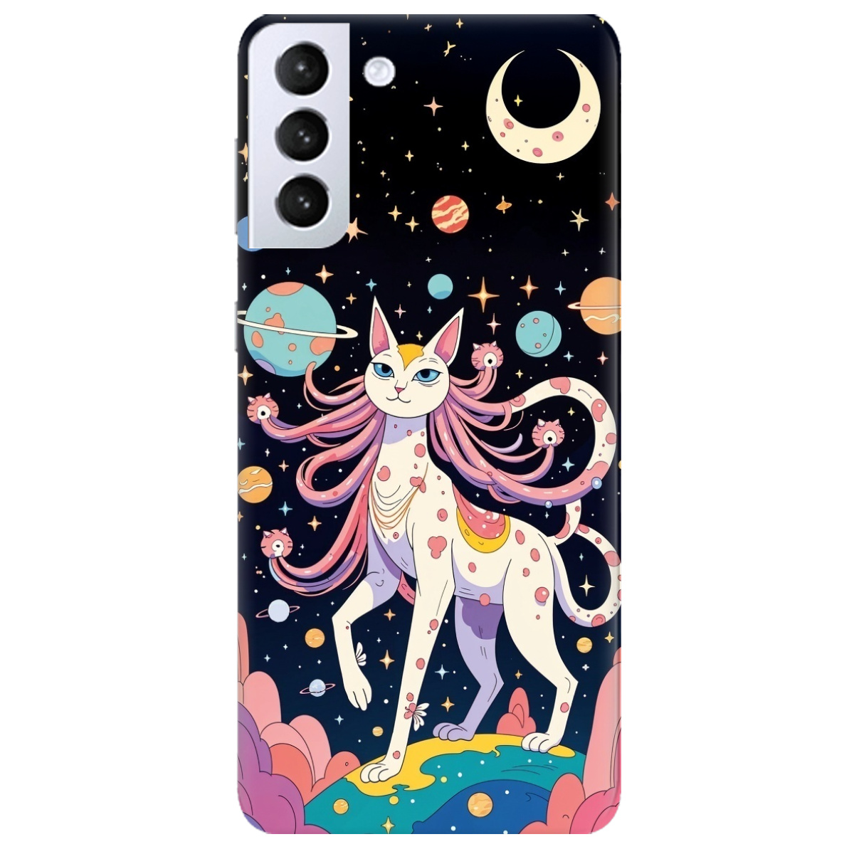Чехол для Samsung Galaxy S21 прозрачный Cosmic Cat - фото 1 Чехол для Samsung Galaxy S21 прозрачный Cosmic Cat - фото 1 - Чехлы для телефонов