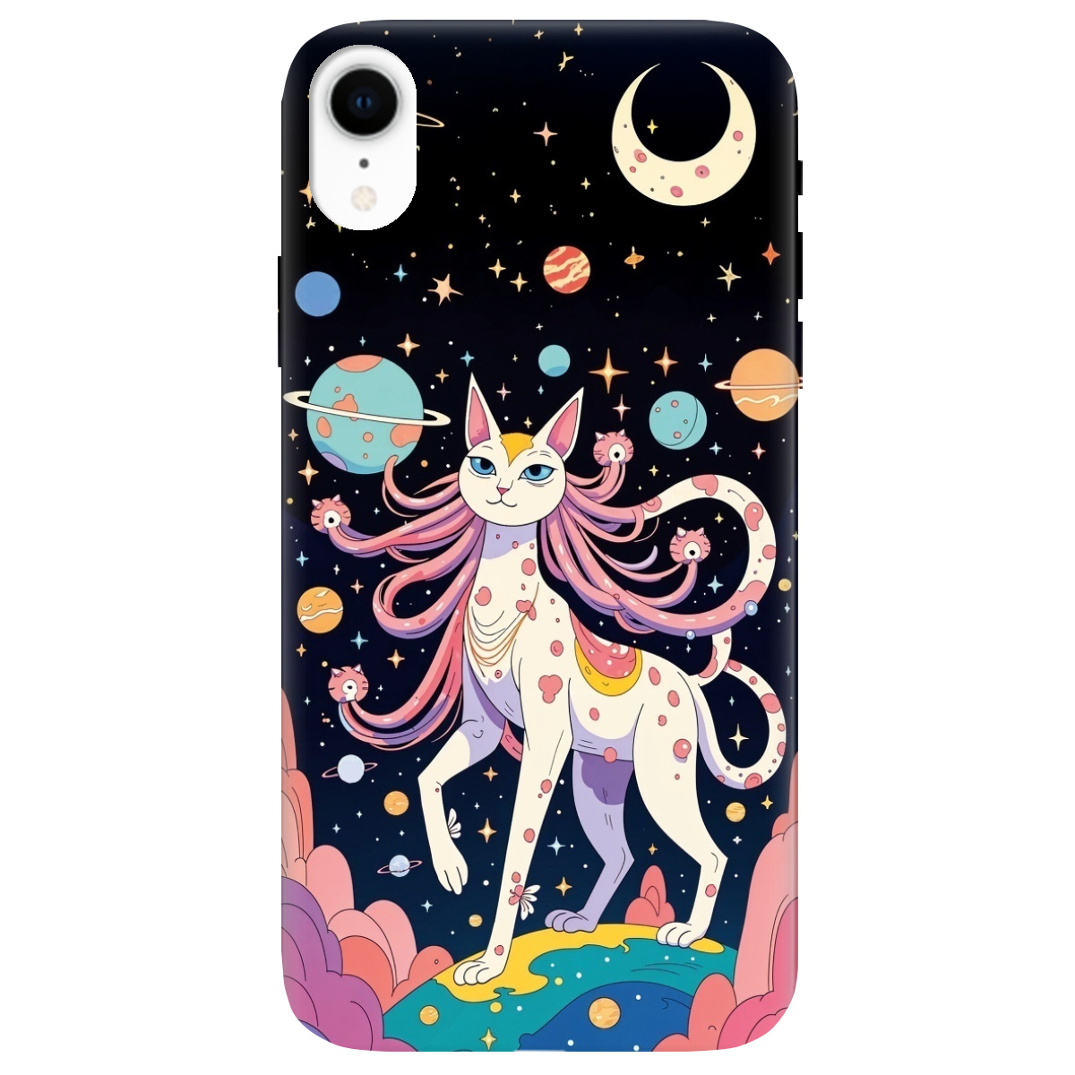Чехол для Apple iPhone XR прозрачный Cosmic Cat - фото 1 - Чехлы для телефонов