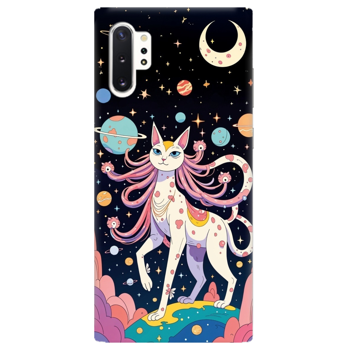 Чехол для Samsung Galaxy Note 10 Plus прозрачный Cosmic Cat - фото 1 - Чехлы для телефонов