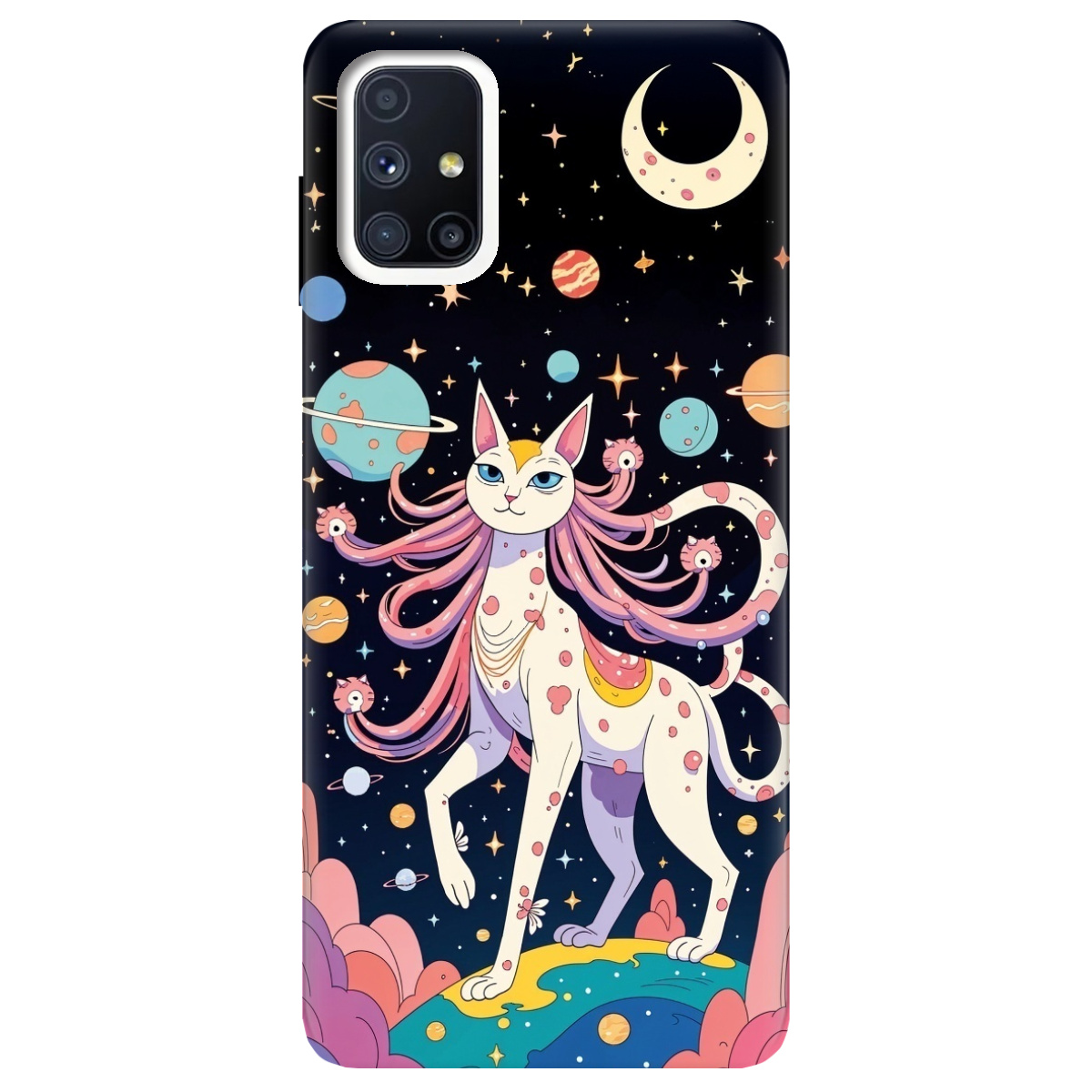 Чехол для Samsung Galaxy M51 прозрачный Cosmic Cat - фото 1 - Чехлы для телефонов