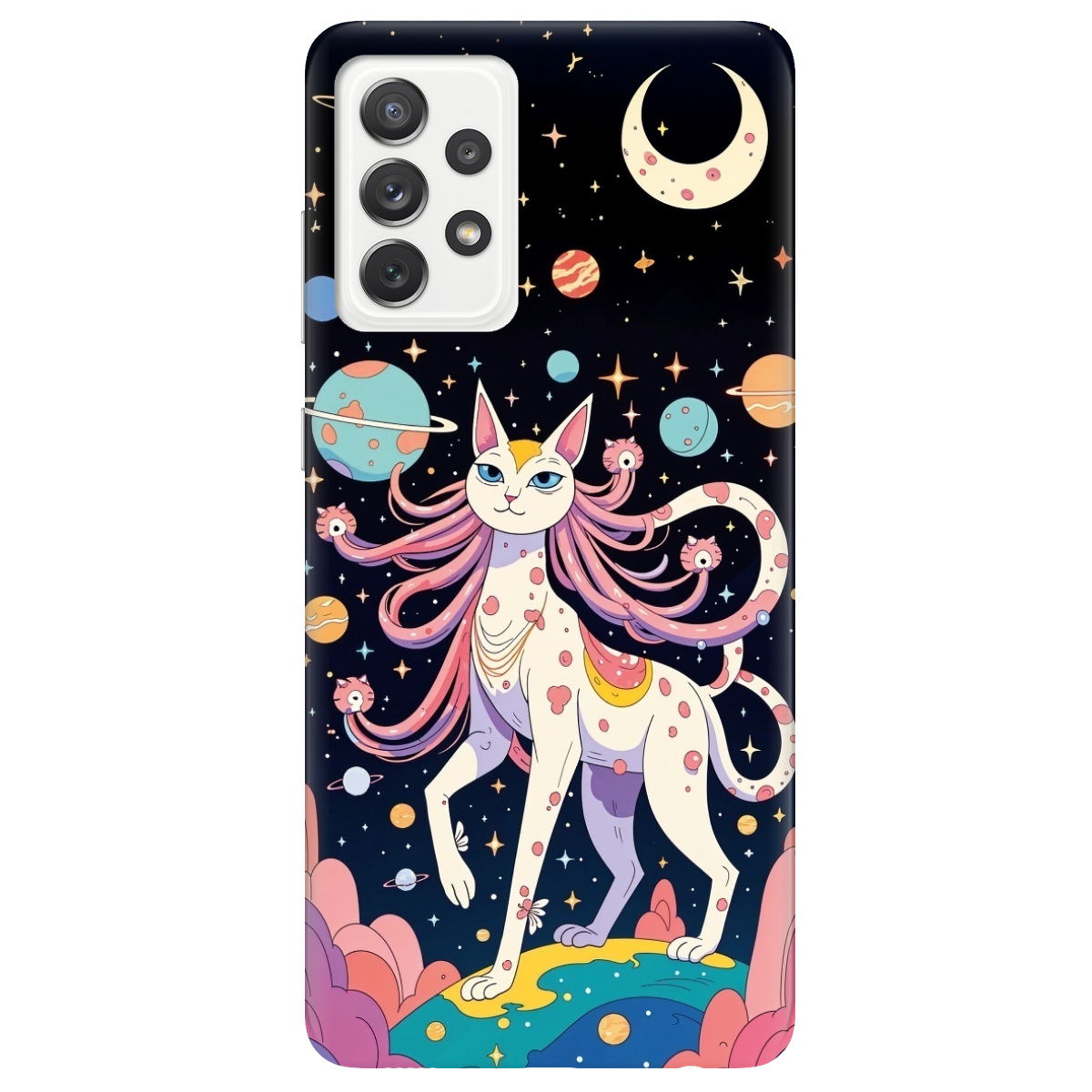Чехол для Samsung Galaxy A72 прозрачный Cosmic Cat - фото 1 - Чехлы для телефонов