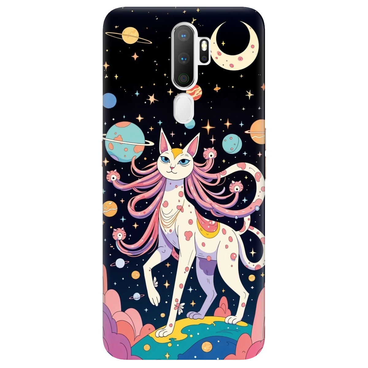 Чехол для Oppo A5 2020/A9 2020 прозрачный Cosmic Cat - фото 1 - Чехлы для телефонов