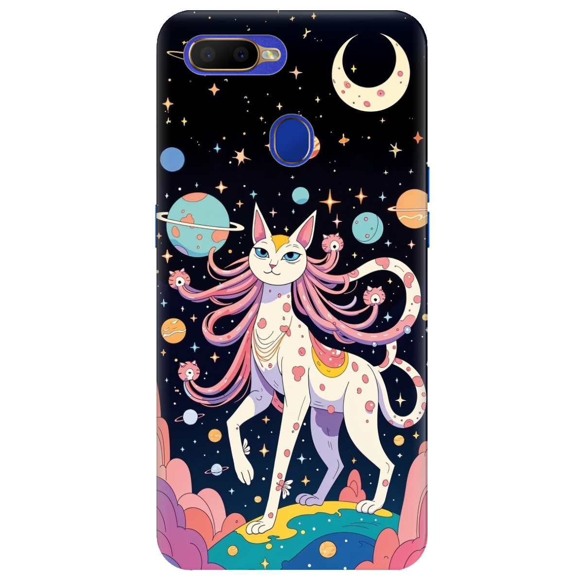 Чохол для Oppo A5s прозорий Cosmic Cat - фото 1 - Чохли для телефонів