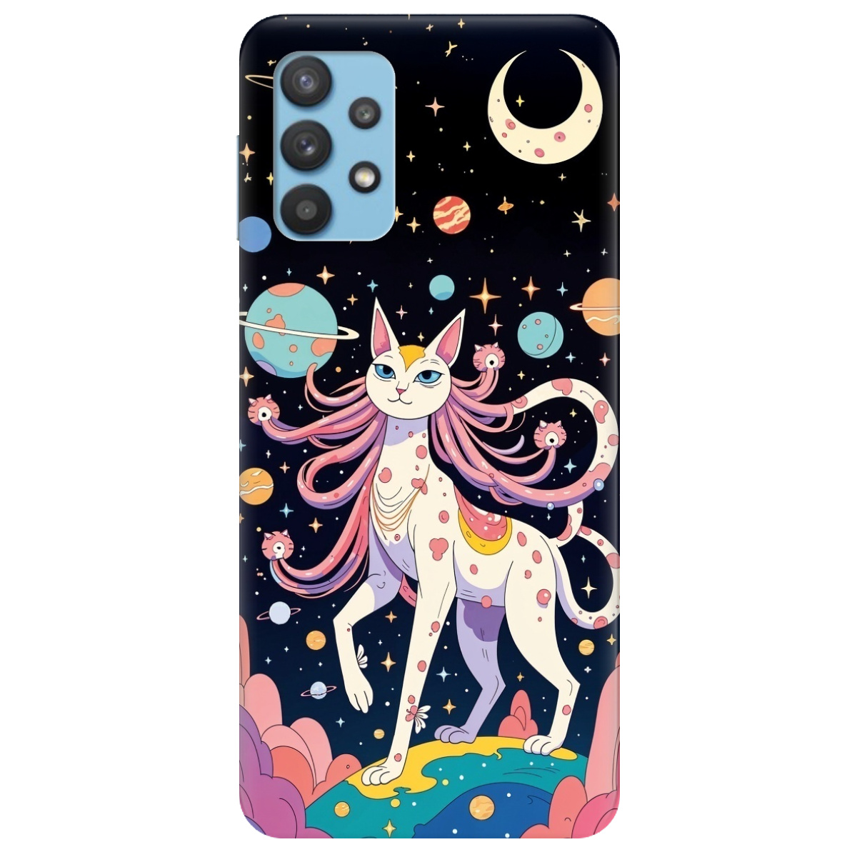 Чехол для Samsung Galaxy A32 4G прозрачный Cosmic Cat - фото 1 Чехол для Samsung Galaxy A32 4G прозрачный Cosmic Cat - фото 1 - Чехлы для телефонов