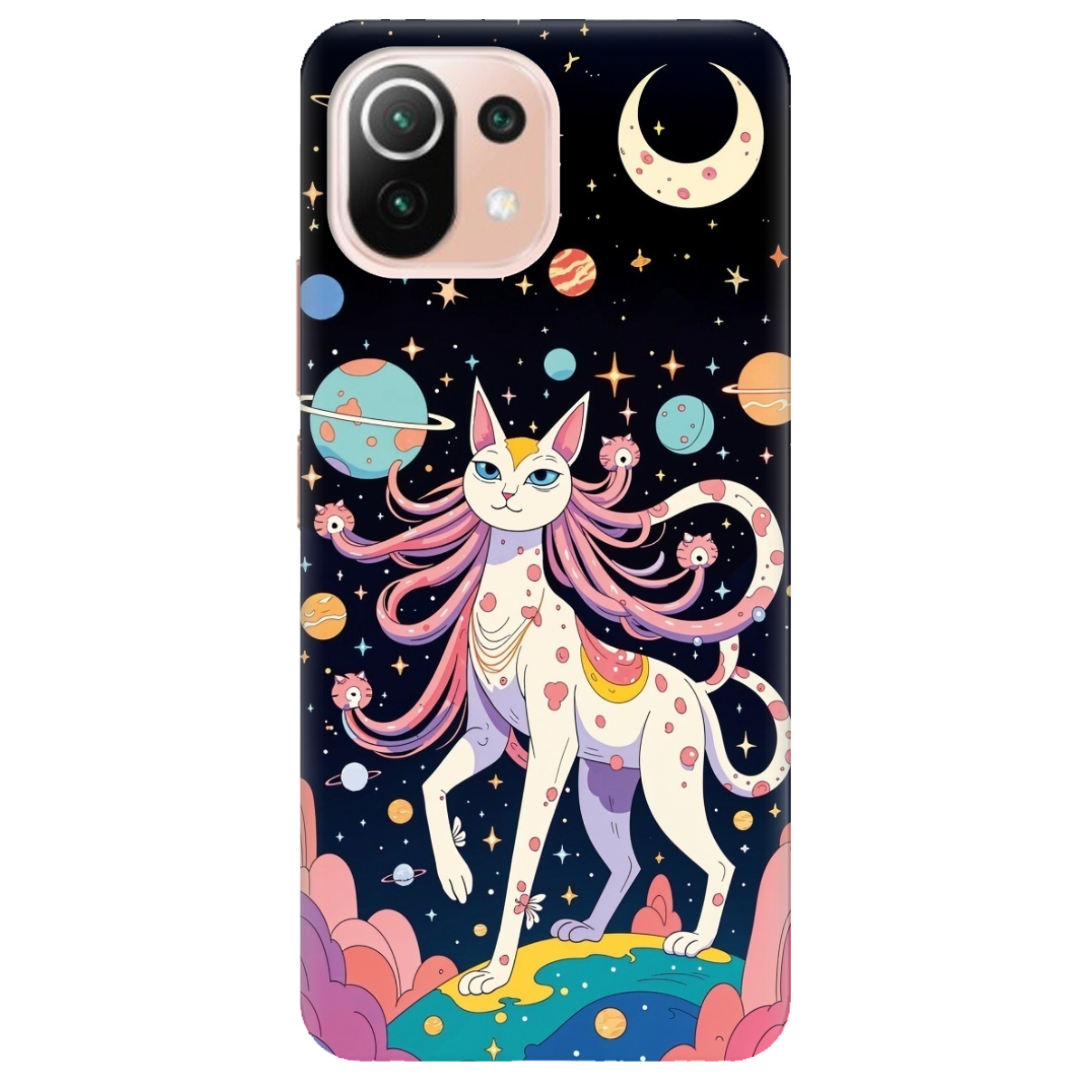 Чехол для Xiaomi Mi 11 lite прозрачный Cosmic Cat - фото 1 Чехол для Xiaomi Mi 11 lite прозрачный Cosmic Cat - фото 1 - Чехлы для телефонов