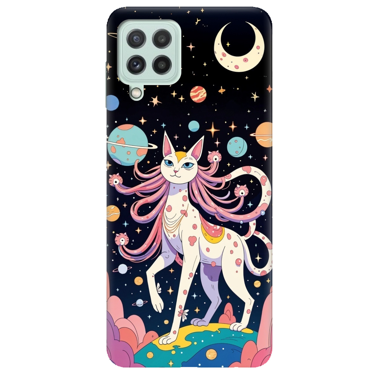 Чехол для Samsung Galaxy A22 4G прозрачный Cosmic Cat - фото 1 - Чехлы для телефонов
