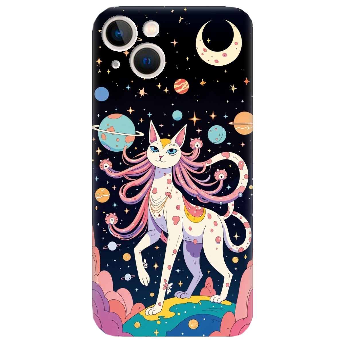 Чехол для Apple iPhone 13 Mini прозрачный Cosmic Cat - фото 1 - Чехлы для телефонов