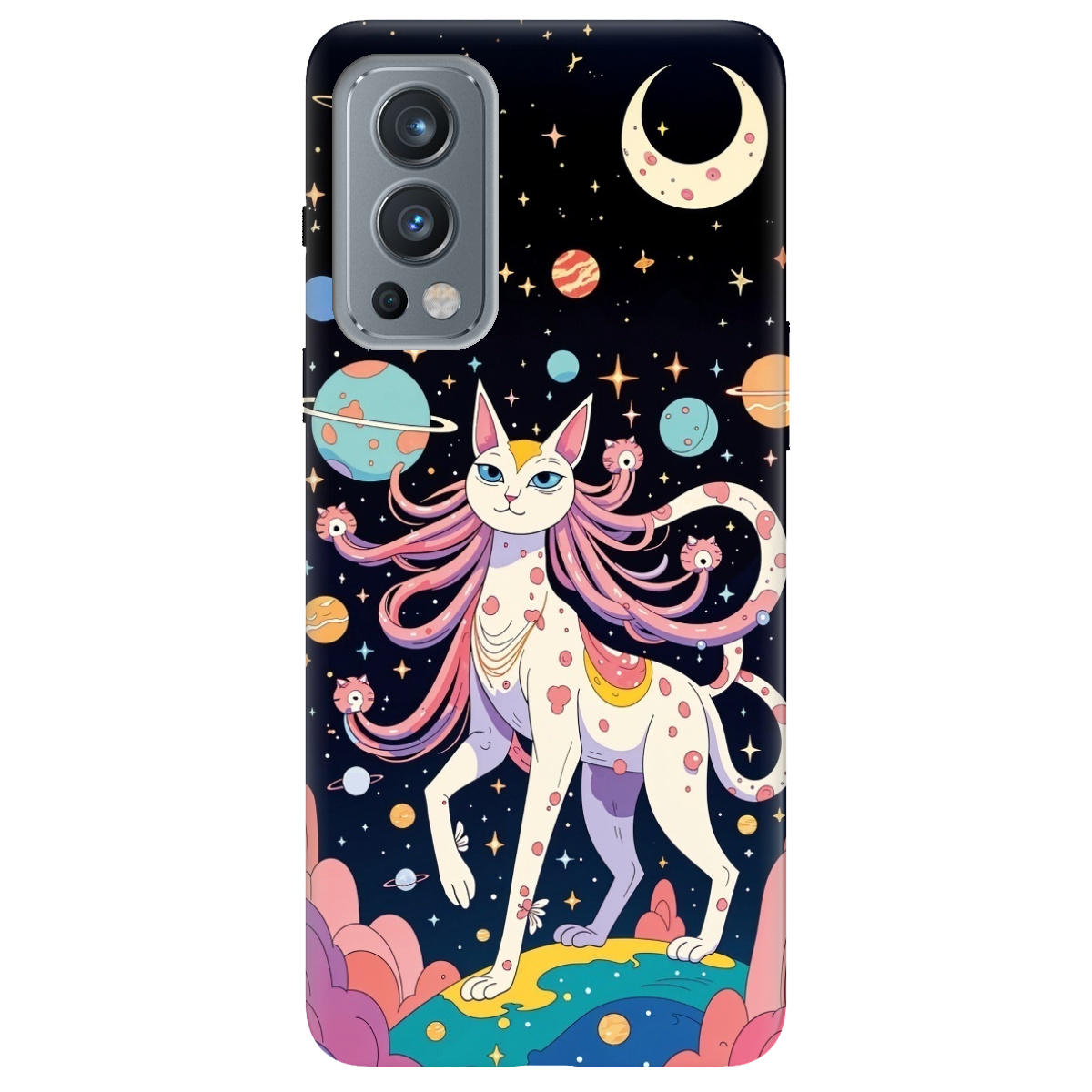 Чехол для OnePlus Nord 2 5G прозрачный Cosmic Cat - фото 1 - Чехлы для телефонов