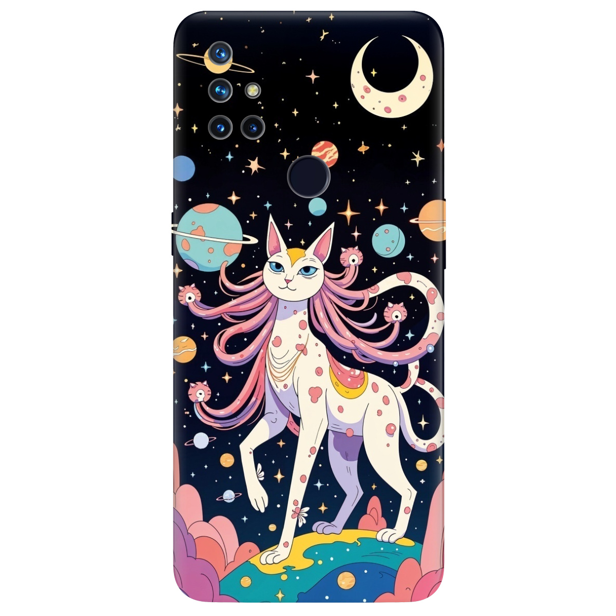 Чохол для OnePlus Nord N10 5G прозорий Cosmic Cat - фото 1 - Чохли для телефонів