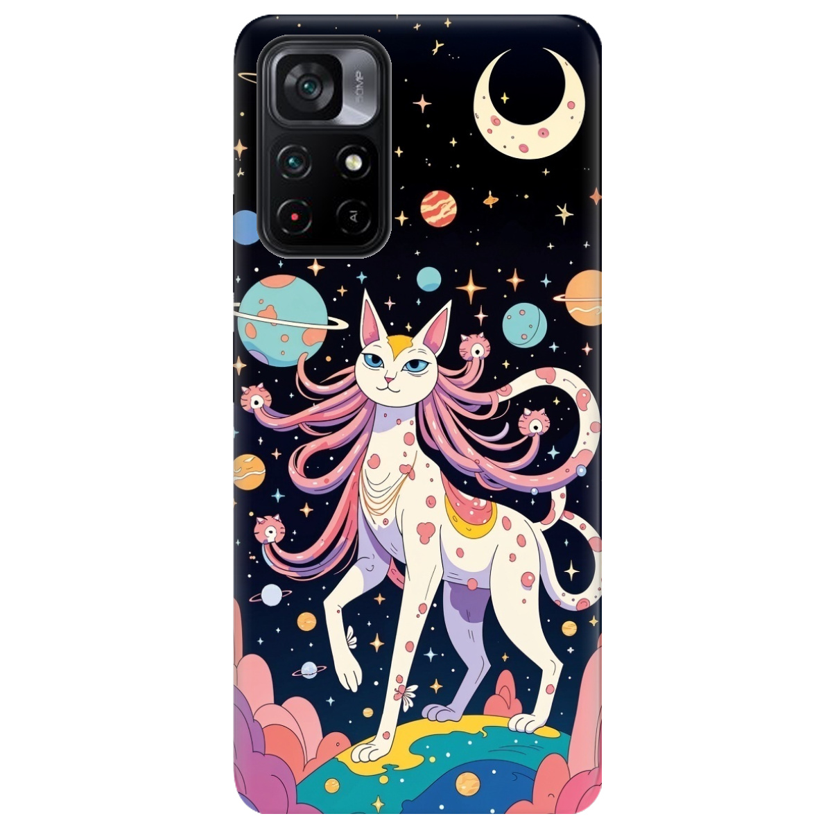 Чехол для Xiaomi Poco M4 Pro 5G прозрачный Cosmic Cat - фото 1 - Чехлы для телефонов
