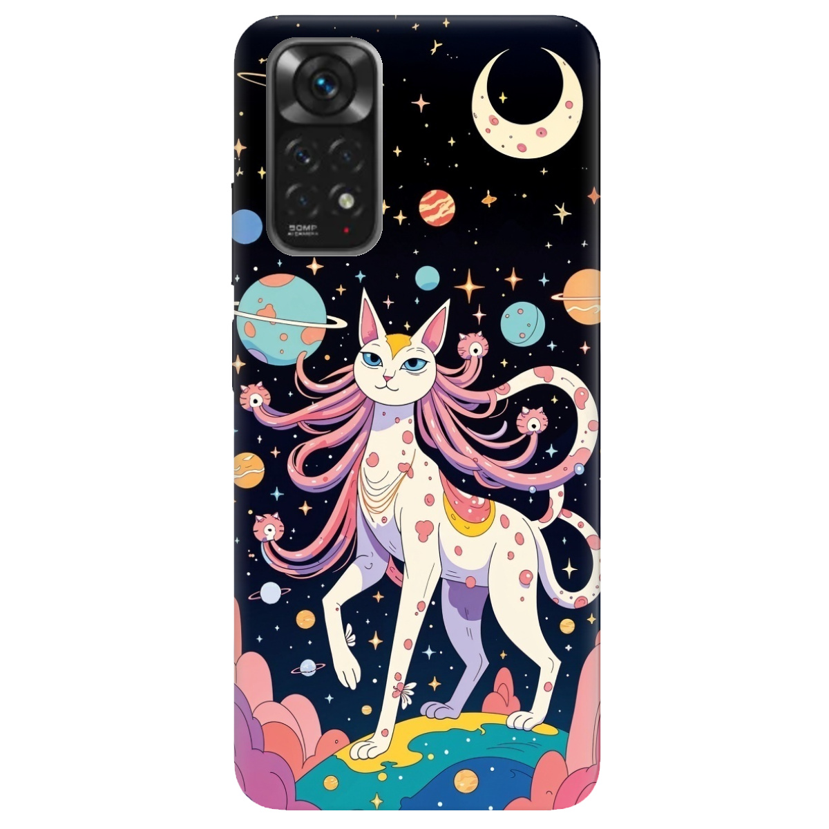 Чехол для Xiaomi Redmi Note 11 прозрачный Cosmic Cat - фото 1 Чехол для Xiaomi Redmi Note 11 прозрачный Cosmic Cat - фото 1 - Чехлы для телефонов