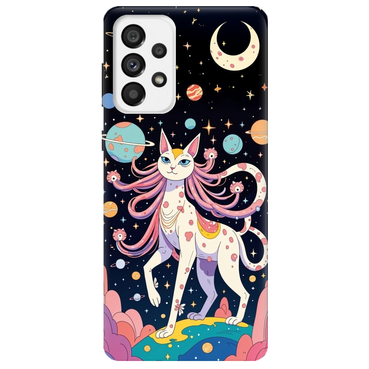 Чохол для Samsung Galaxy A73 прозорий Cosmic Cat - фото 1 - Чохли для телефонів