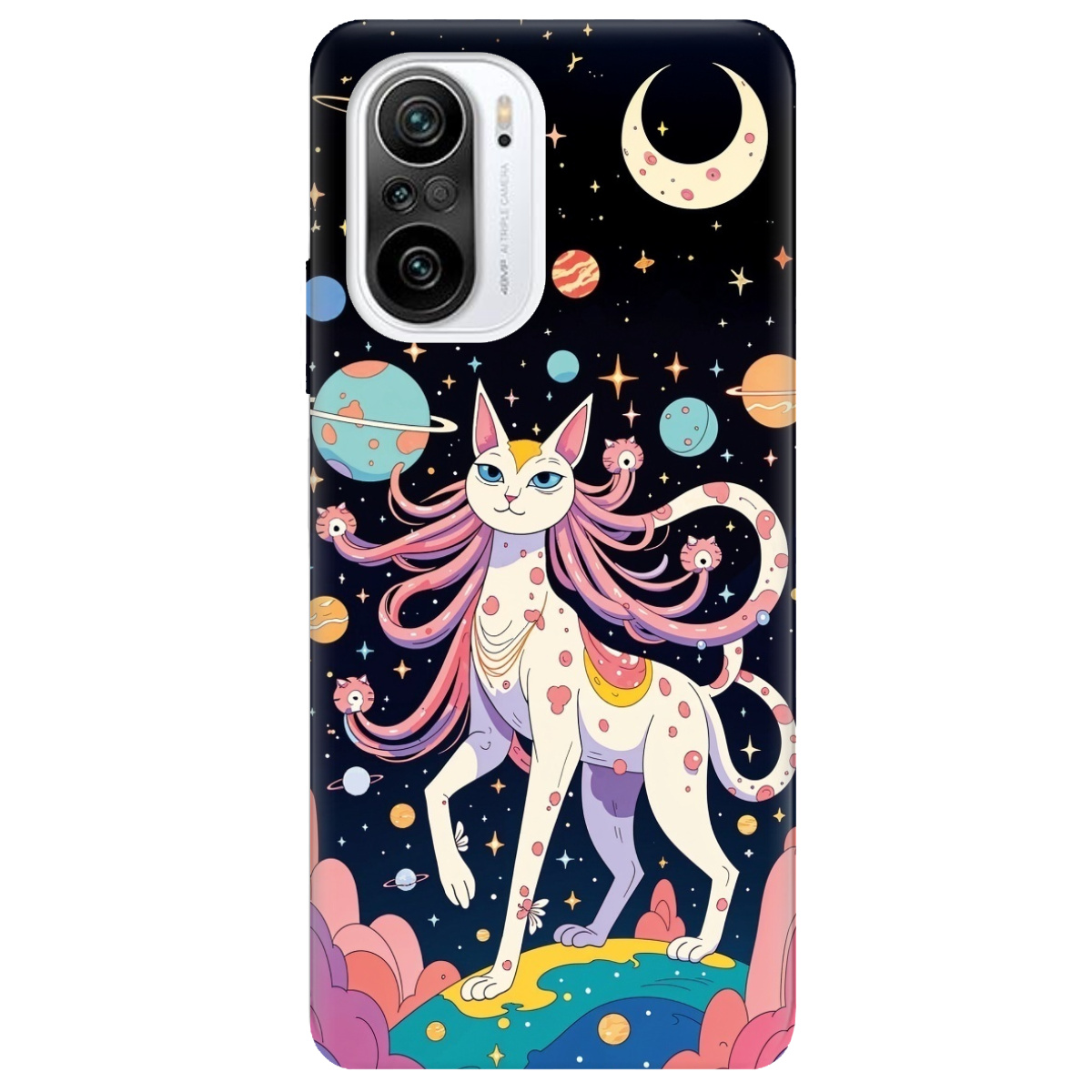 Чехол для Xiaomi Poco F3 прозрачный Cosmic Cat - фото 1 - Чехлы для телефонов