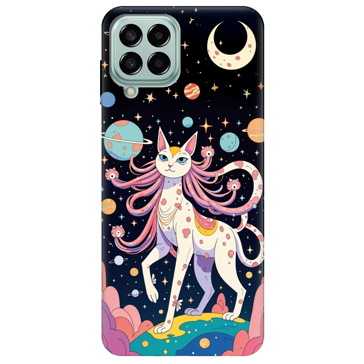 Чохол для Samsung Galaxy M33 5G прозорий Cosmic Cat - фото 1 - Чохли для телефонів