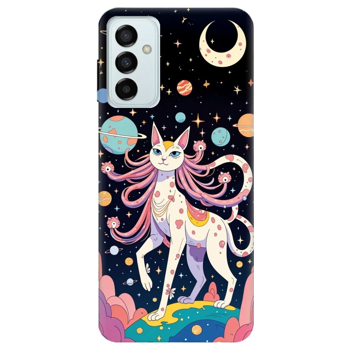 Чехол для Samsung Galaxy M13 4G прозрачный Cosmic Cat - фото 1 - Чехлы для телефонов