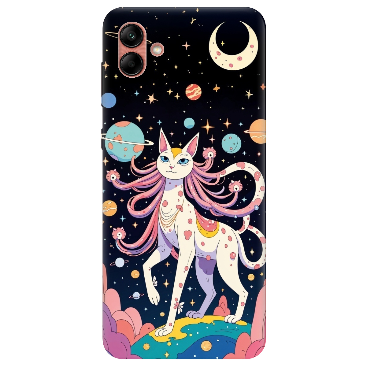 Чехол для Samsung Galaxy A04 прозрачный Cosmic Cat - фото 1 - Чехлы для телефонов