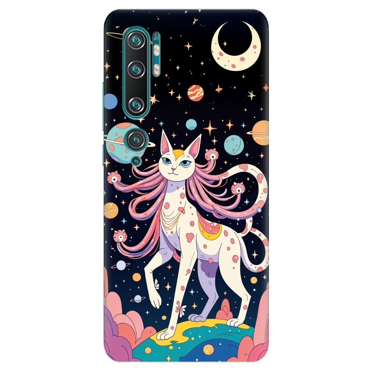 Чехол для Xiaomi Mi Note 10 Pro прозрачный Cosmic Cat - фото 1 Чехол для Xiaomi Mi Note 10 Pro прозрачный Cosmic Cat - фото 1 - Чехлы для телефонов