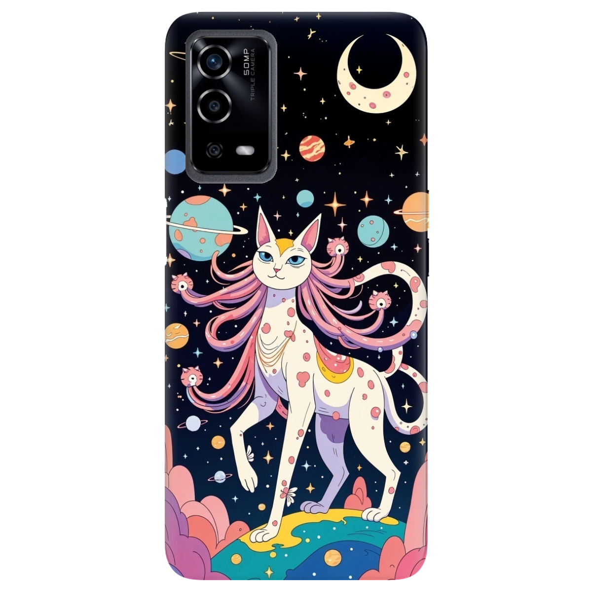 Чохол для Oppo A55 прозорий Cosmic Cat - фото 1 - Чохли для телефонів