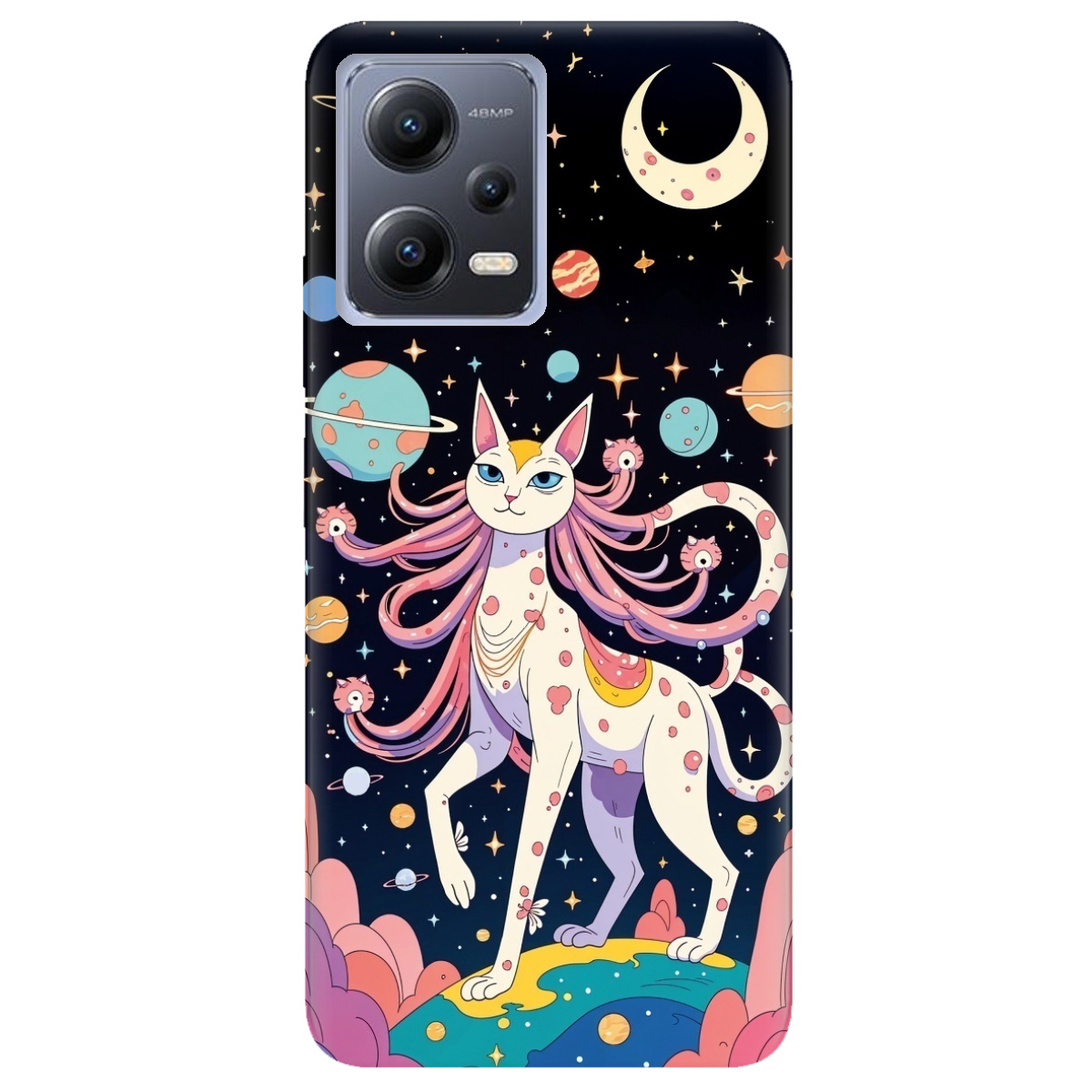 Чохол для Xiaomi Redmi Note 12 5G прозорий Cosmic Cat - фото 1 - Чохли для телефонів