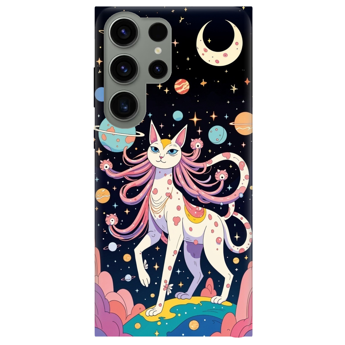 Чехол для Samsung Galaxy S23 Ultra прозрачный Cosmic Cat - фото 1 - Чехлы для телефонов