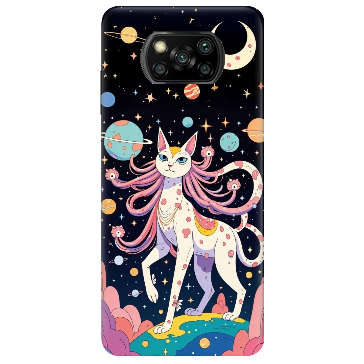 Чехол для Xiaomi Poco X3 Pro прозрачный Cosmic Cat - фото 1 - Чехлы для телефонов
