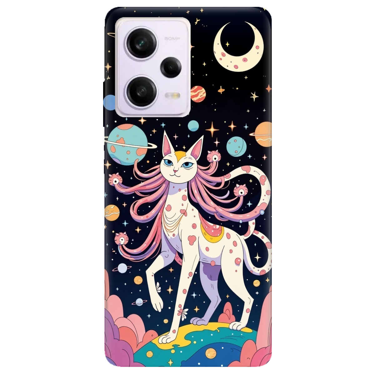 Чохол для Xiaomi Poco X5 Pro 5G прозорий Cosmic Cat - фото 1 - Чохли для телефонів