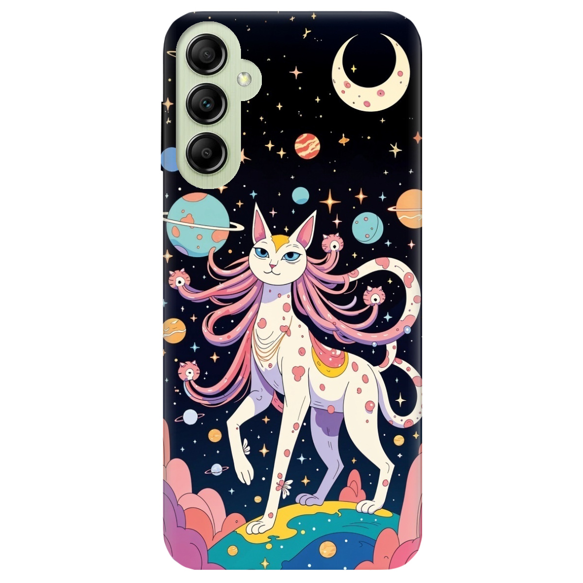 Чехол для Samsung Galaxy A14 прозрачный Cosmic Cat - фото 1 - Чехлы для телефонов