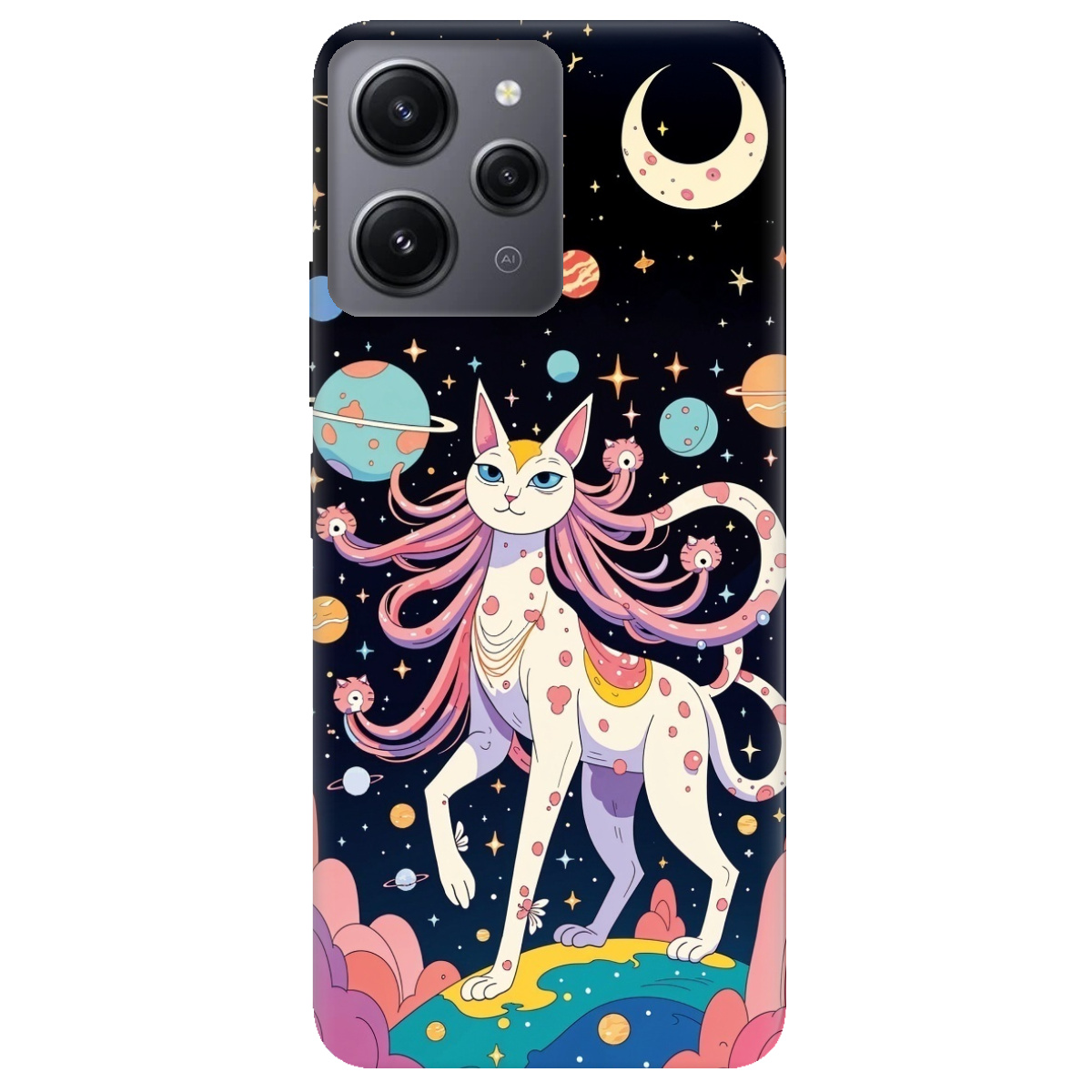 Чехол для Xiaomi Redmi 12 прозрачный Cosmic Cat - фото 1 Чехол для Xiaomi Redmi 12 прозрачный Cosmic Cat - фото 1 - Чехлы для телефонов