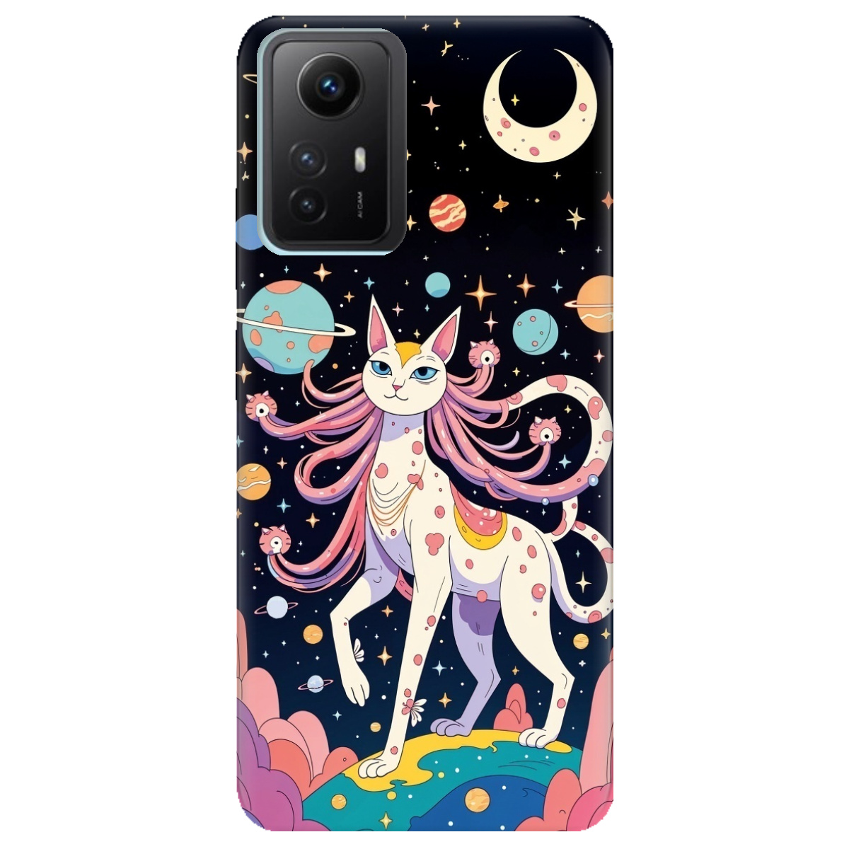 Чехол для Xiaomi Redmi Note 12s прозрачный Cosmic Cat - фото 1 - Чехлы для телефонов