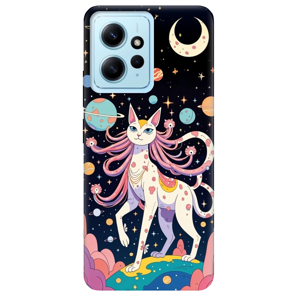 Чехол для Xiaomi Redmi Note 12 4G прозрачный Cosmic Cat - фото 1 - Чехлы для телефонов