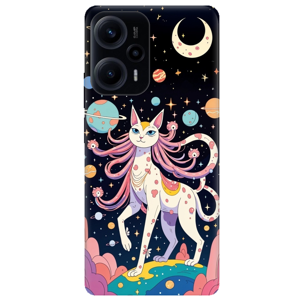Чохол для Xiaomi Poco F5 прозорий Cosmic Cat - фото 1 - Чохли для телефонів