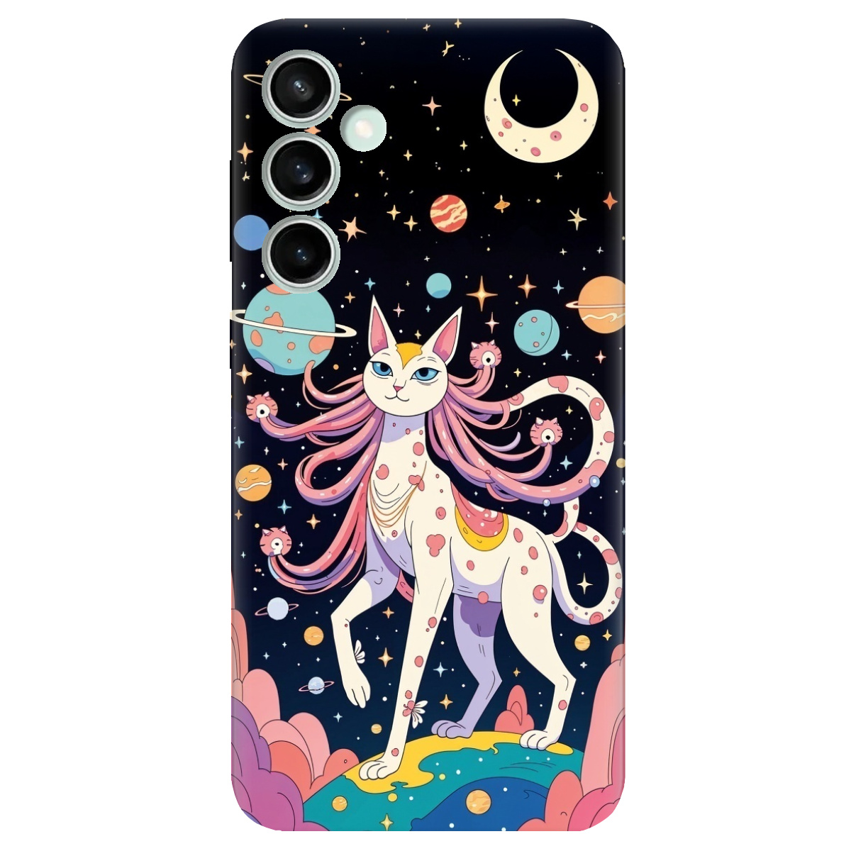 Чехол для Samsung Galaxy S23 FE прозрачный Cosmic Cat - фото 1 - Чехлы для телефонов