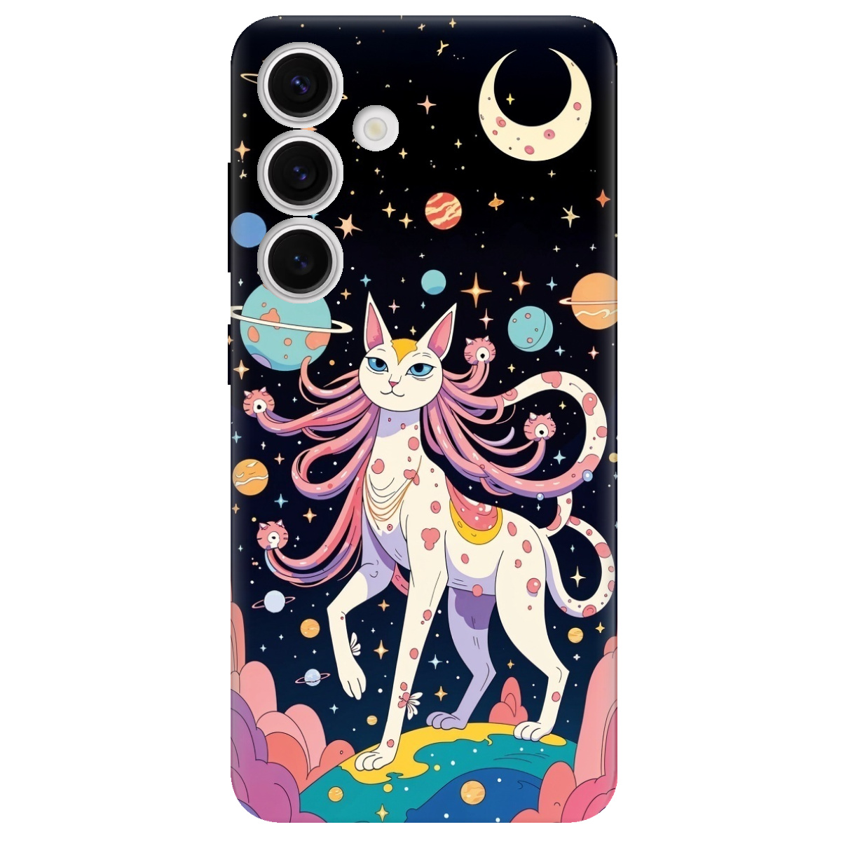 Чохол для Samsung Galaxy S24 прозорий Cosmic Cat - фото 1 - Чохли для телефонів