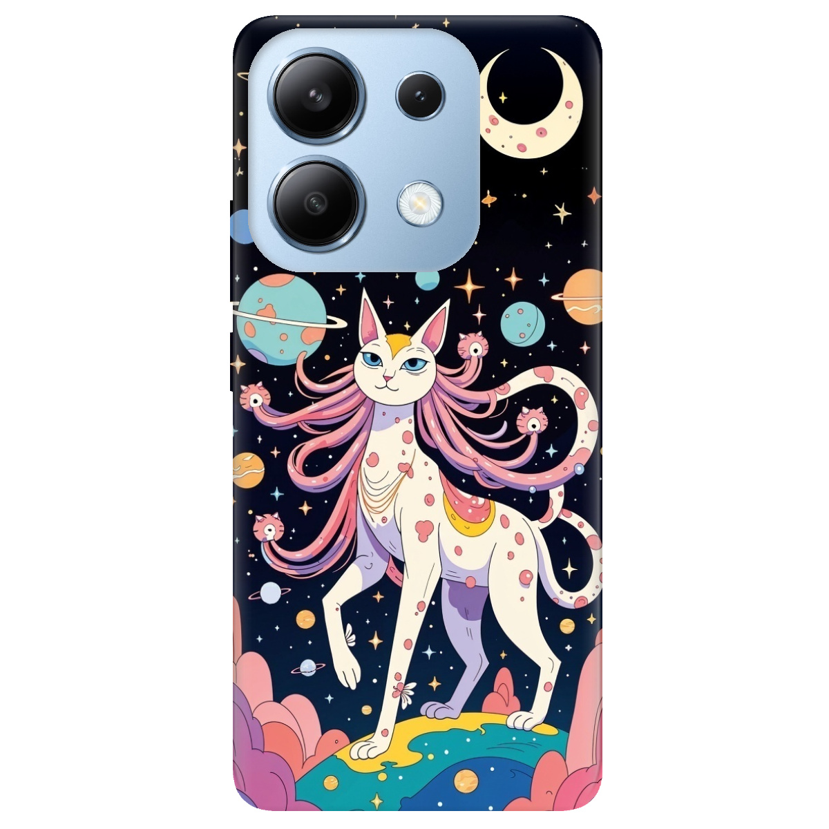Чехол для Xiaomi Redmi Note 13 4G прозрачный Cosmic Cat - фото 1 - Чехлы для телефонов